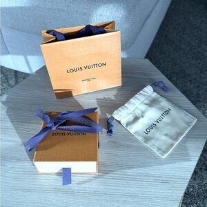 Louis Vuitton Gift Box with Blue Ribbon, Dust Bag, and Gift Bag